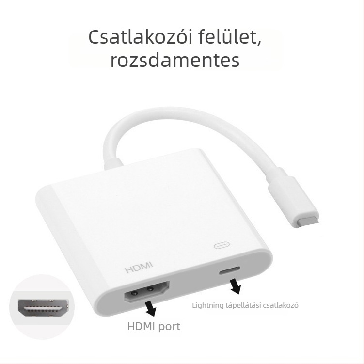 iPhone Lightning to HDMI adapter – Réz vezeték, HDMI interfész, műanyag ház