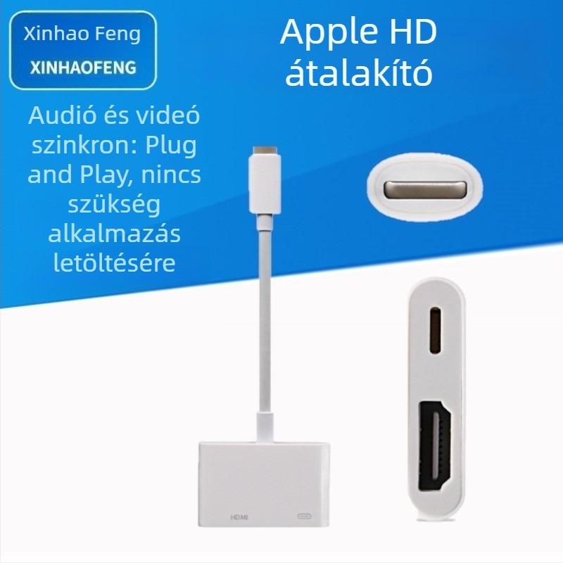 iPhone Lightning to HDMI adapter – Réz vezeték, HDMI interfész, műanyag ház