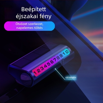 Napelemes autó parkolási számlemez logóval, G2 modell, testreszabható, sötétben világító