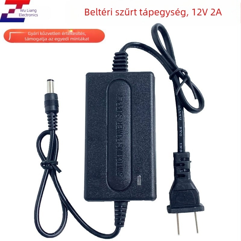 12V 2A tápegység beltéri megfigyelő kamerákhoz, monitor tápegység sorozat, tömeg 0,102 kg