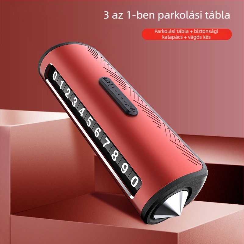 Gépjárművek számára ideiglenes parkoló tábla, modell T008, rejtett típus, autó biztonsági kalapács használatra, logó nyomtatás, testreszabott feldolgozás