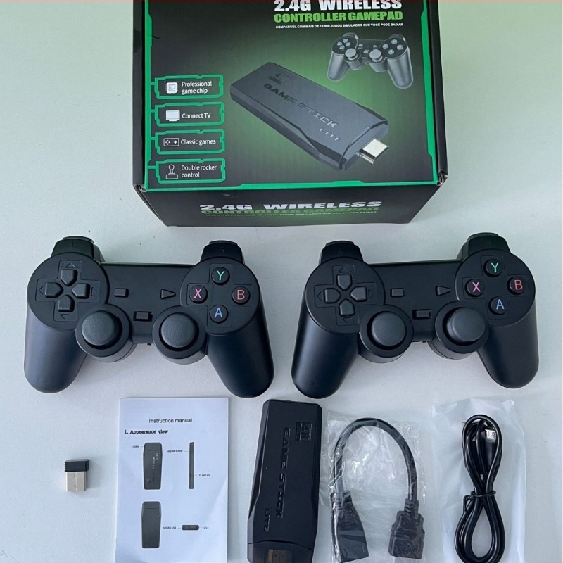 M8 nosztalgikus játékkonzol vezeték nélküli kettős kontrollerekkel, 64GB, HDMI kimenet a TV-hez 1080p/720p, rögzített operációs rendszer