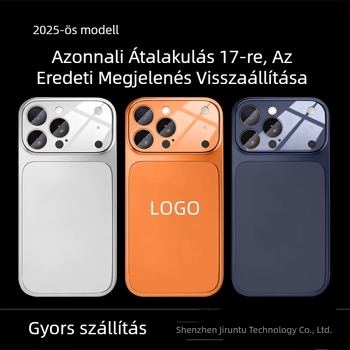 iPhone 17 Pro Max védőtok nagy nézetablakkal, akril lencsevédő, ütésálló, ujjlenyomat-mentes, hőelvezetés