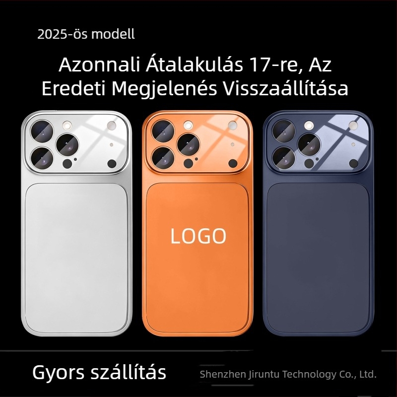 iPhone 17 Pro Max védőtok nagy nézetablakkal, akril lencsevédő, ütésálló, ujjlenyomat-mentes, hőelvezetés