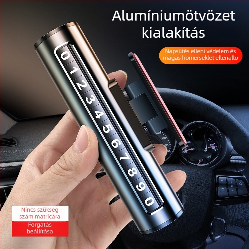 Ideiglenes parkolási szám tábla személyautókhoz – fém, CGS-p10 modell, logónyomtatás, licencelt magáncímke