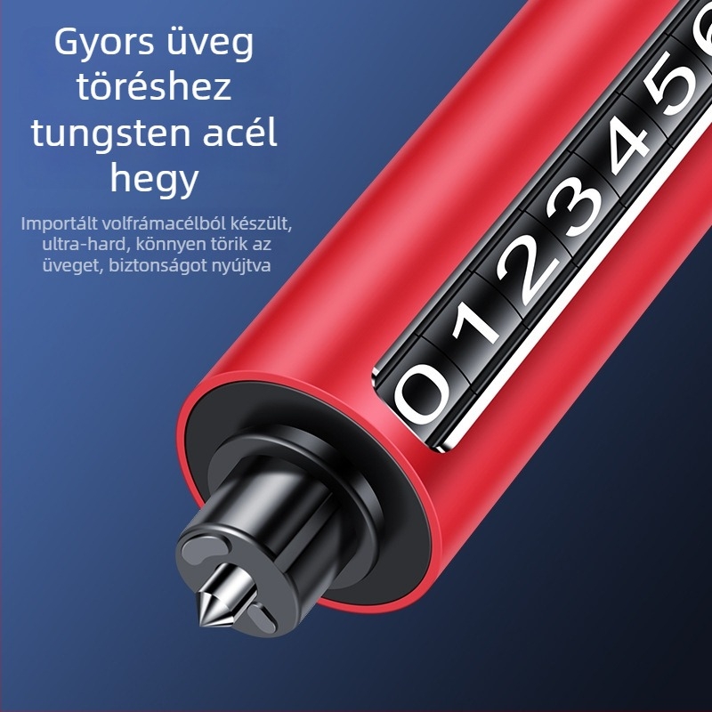 Alumínium ötvözetű autó ideiglenes parkolási jel, telefonszám táblával, modell QN-096, méretek 14 x 2,5 cm, többfunkciós vészcsapó eszköz