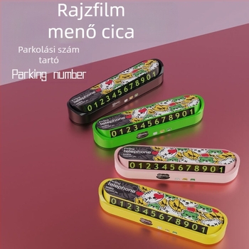 Autó ideiglenes parkolási számtábla rejtett karikatúra dizájnnal, műanyag, modell cxktkkm, származás Chaozhou, Guangdong