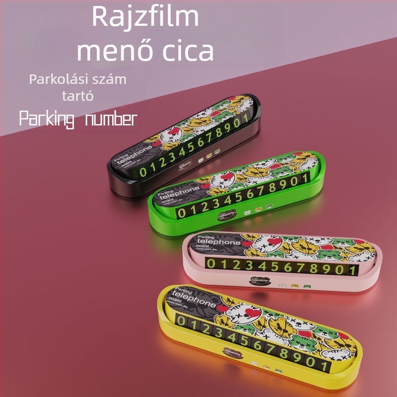 Autó ideiglenes parkolási számtábla rejtett karikatúra dizájnnal, műanyag, modell cxktkkm, származás Chaozhou, Guangdong