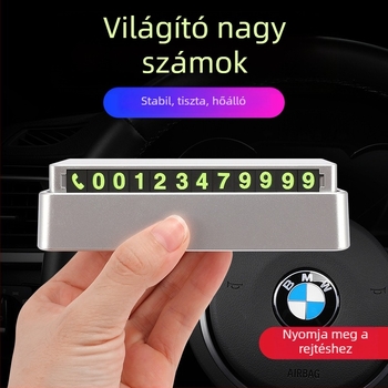 Rejtett ideiglenes parkolótábla autóhoz, mágneses fényes digitális számjegyekkel, modell A001, DIY
