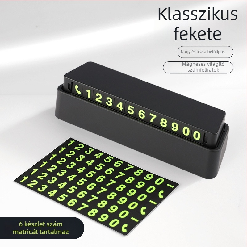 Rejtett ideiglenes parkolótábla autóhoz, mágneses fényes digitális számjegyekkel, modell A001, DIY