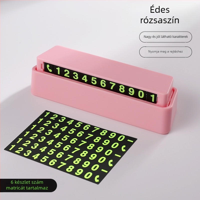 Rejtett ideiglenes parkolótábla autóhoz, mágneses fényes digitális számjegyekkel, modell A001, DIY