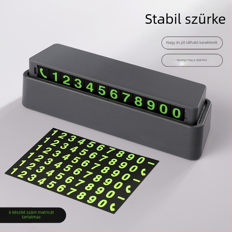 Rejtett ideiglenes parkolótábla autóhoz, mágneses fényes digitális számjegyekkel, modell A001, DIY