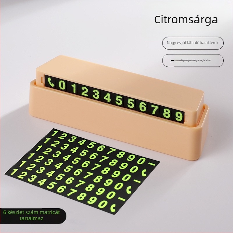 Rejtett ideiglenes parkolótábla autóhoz, mágneses fényes digitális számjegyekkel, modell A001, DIY