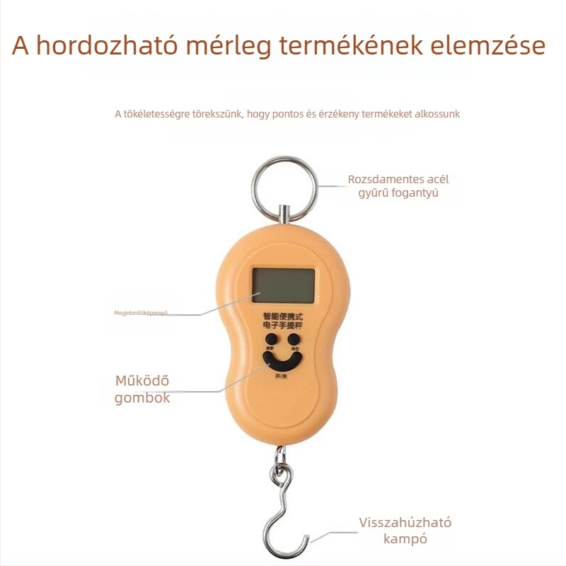 Leban hordozható, kiemelkedő pontosságú elektronikus mérleg, 50 kg kapacitás, háztartási használatra, akasztóval