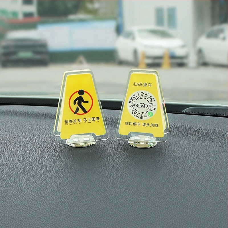 QR-kódos autó – ideiglenes parkolási számtábla, dekoratív digitális dísz, műanyag, háromszög figyelmeztető jel, származás Guangdong, logó OK