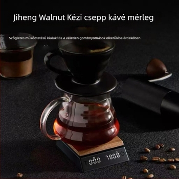 Diófából készült elektronikus kávés mérleg, olasz stílusú dizájn, intelligens automata időzítés, mérési tartomány 0.03-2000 g