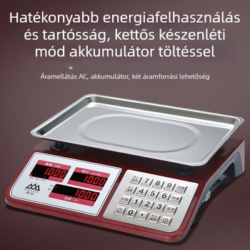 Xiangshan kereskedelmi asztali mérleg, 30 kg kapacitás, elektronikus mérés, modell JE481/JC481, többfunkciós