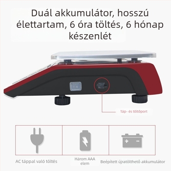 Xiangshan kereskedelmi asztali mérleg, 30 kg kapacitás, elektronikus mérés, modell JE481/JC481, többfunkciós