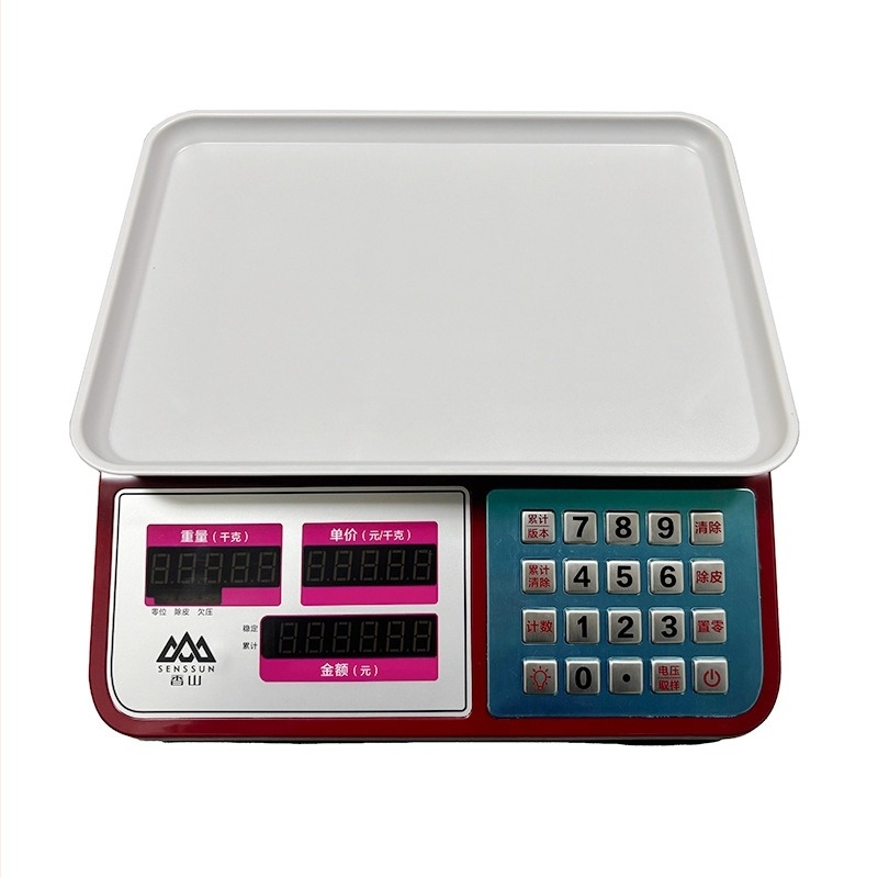 Xiangshan kereskedelmi asztali mérleg, 30 kg kapacitás, elektronikus mérés, modell JE481/JC481, többfunkciós