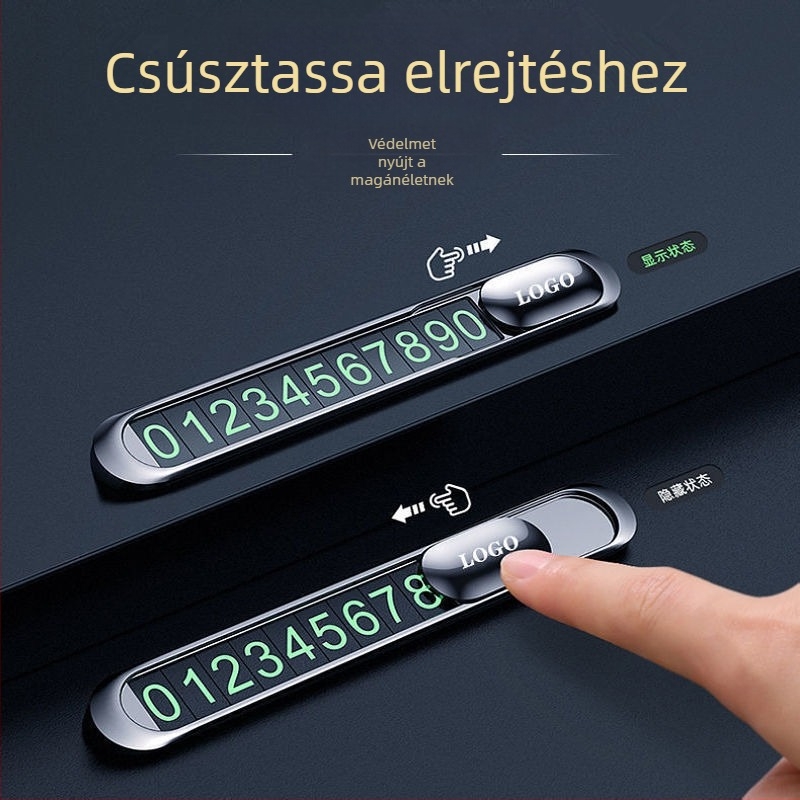 Sötétben világító ideiglenes parkolótábla autóhoz, rejtett telefonszámmal és napvédő funkcióval – kreatív parkolókártya