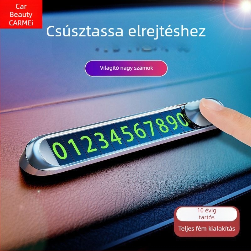 Sötétben világító ideiglenes parkolótábla autóhoz, rejtett telefonszámmal és napvédő funkcióval – kreatív parkolókártya