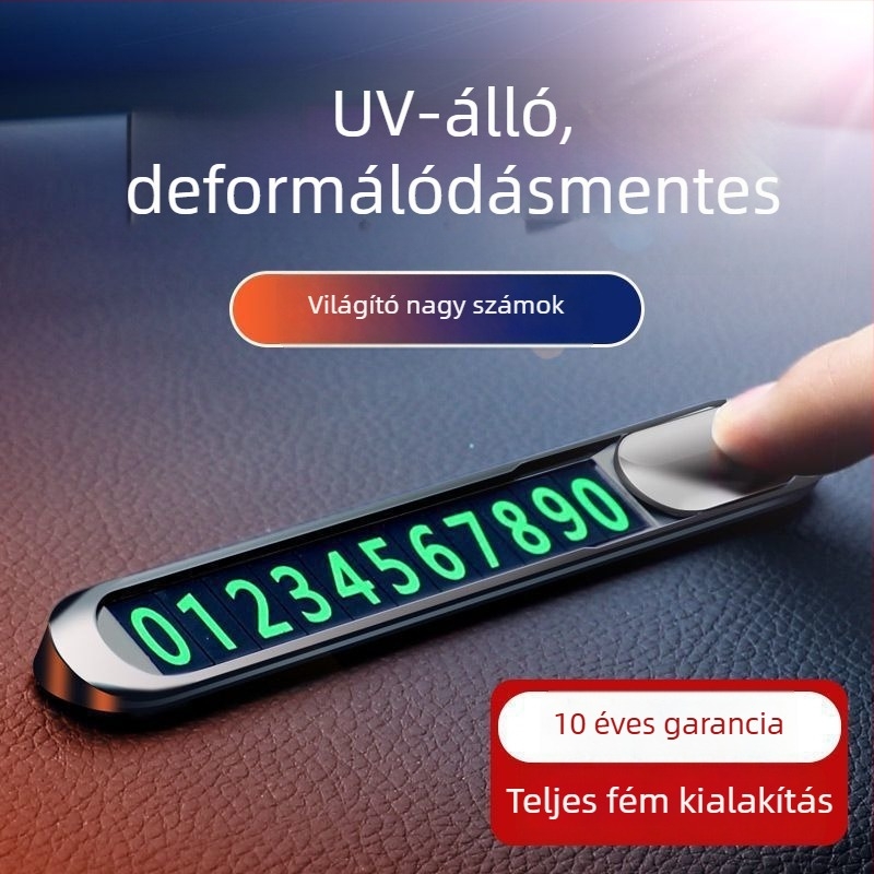 Sötétben világító ideiglenes parkolótábla autóhoz, rejtett telefonszámmal és napvédő funkcióval – kreatív parkolókártya