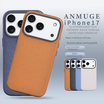 iPhone 17 bőrtok, kézzel készített, teljes védelem, mágneses zárás, csúszásmentes