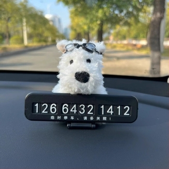 Autó ideiglenes parkolási jel aranyos West Highland fehér terrier kölyökkel – műanyag, modell n8896, kód N875, eredet: Henan, típus: Rejtett