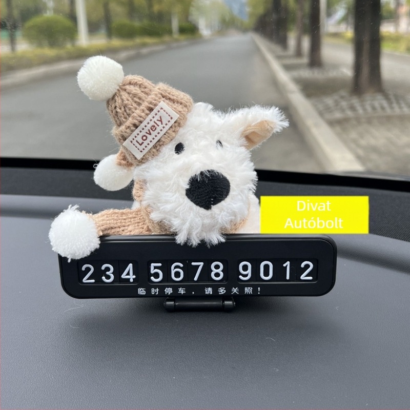 Autó ideiglenes parkolási jel aranyos West Highland fehér terrier kölyökkel – műanyag, modell n8896, kód N875, eredet: Henan, típus: Rejtett