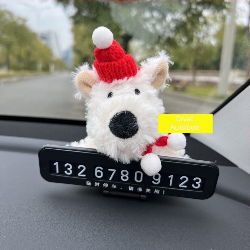 Autó ideiglenes parkolási jel aranyos West Highland fehér terrier kölyökkel – műanyag, modell n8896, kód N875, eredet: Henan, típus: Rejtett