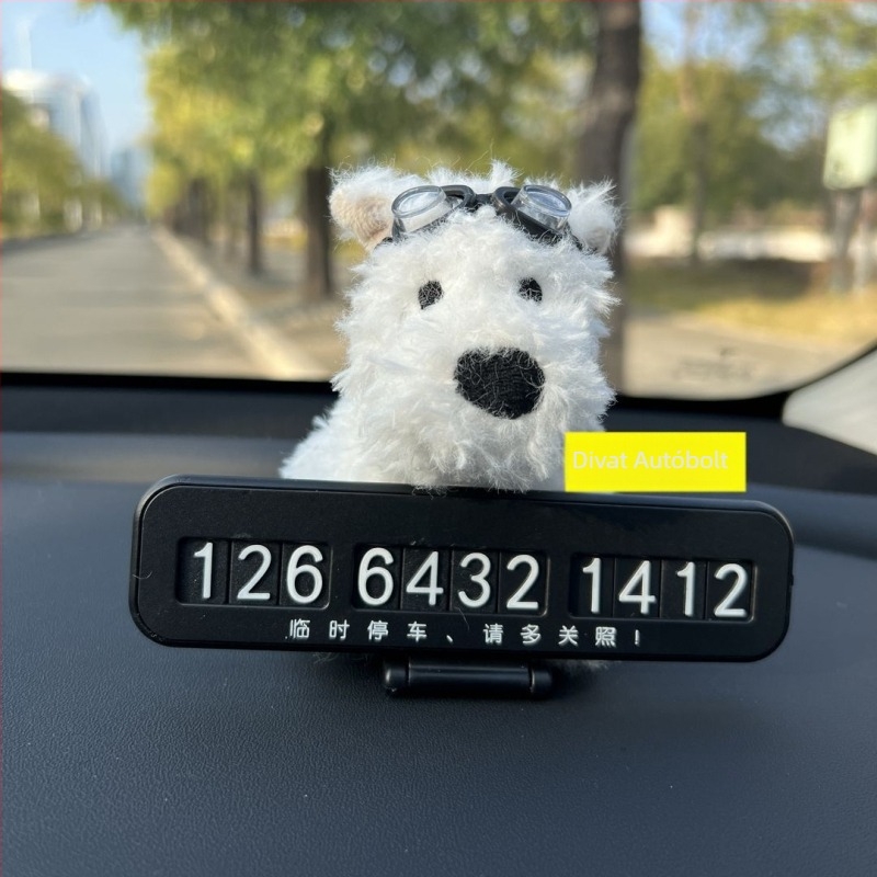 Autó ideiglenes parkolási jel aranyos West Highland fehér terrier kölyökkel – műanyag, modell n8896, kód N875, eredet: Henan, típus: Rejtett