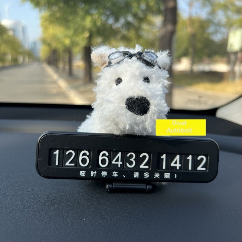 Autó ideiglenes parkolási jel aranyos West Highland fehér terrier kölyökkel – műanyag, modell n8896, kód N875, eredet: Henan, típus: Rejtett