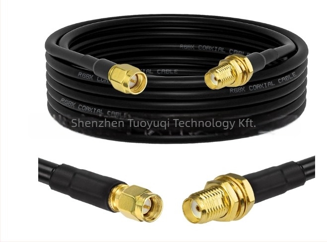 RG8X koaxiális feeder kábel, 50 Ω, SWR ≤ 1.5, PL259 férfi UHF csatlakozó, teljes réz vezető