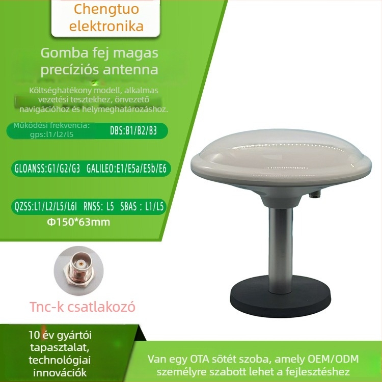 BeiDou GPS mindent-in-egyben RTK gombafejű antenna, 5G/4G/WiFi kapcsolattal, 50 Ω impedancia, Q150-100 specifikáció, kompatibilis minden modelllel mezőgazdasági gépek pozicionálásához