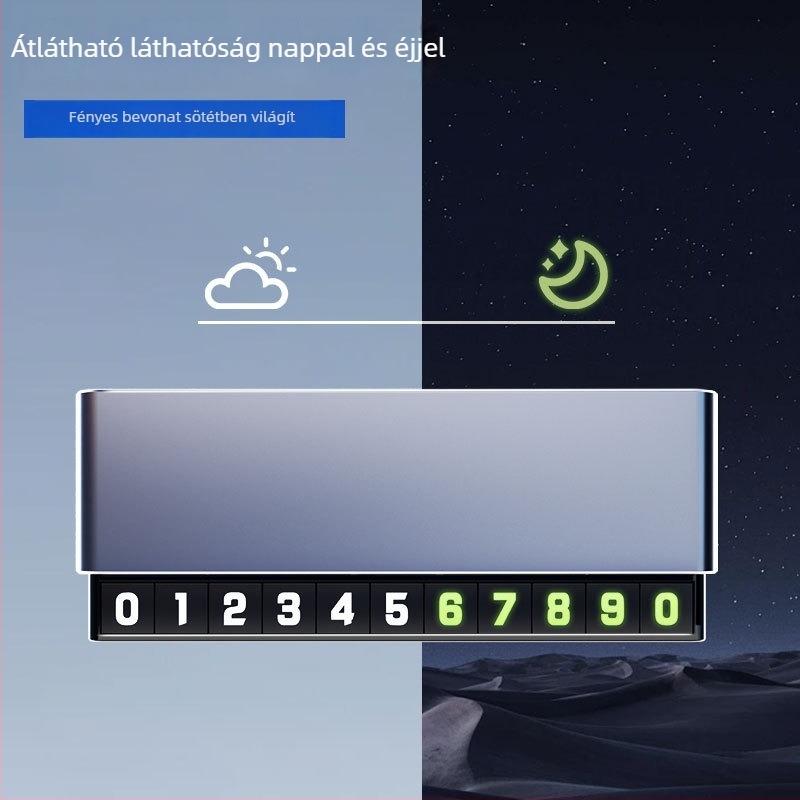 Fém rejtett ideiglenes parkolási lemez autókhoz, dupla szám, P9 modell, testreszabható logóval