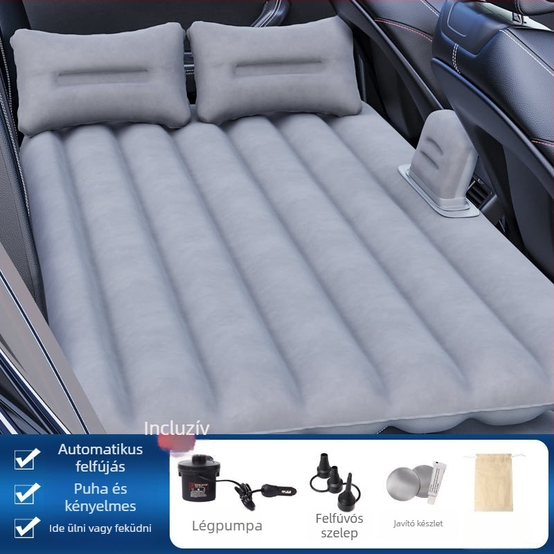 Autóba illeszthető felfújható ágy PVC flocking anyaggal - Modell ZD-431, 1,95 kg, kézi felfújás, általános autóhasználatra.