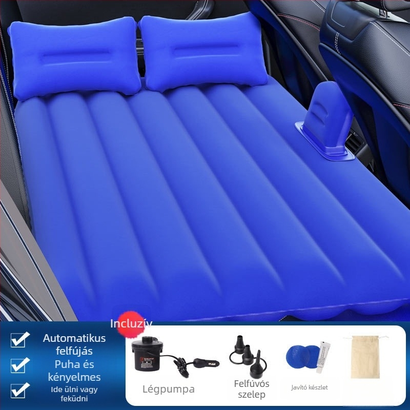 Autóba illeszthető felfújható ágy PVC flocking anyaggal - Modell ZD-431, 1,95 kg, kézi felfújás, általános autóhasználatra.