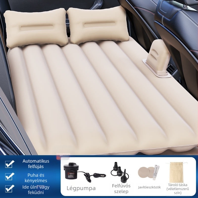 Autóba illeszthető felfújható ágy PVC flocking anyaggal - Modell ZD-431, 1,95 kg, kézi felfújás, általános autóhasználatra.