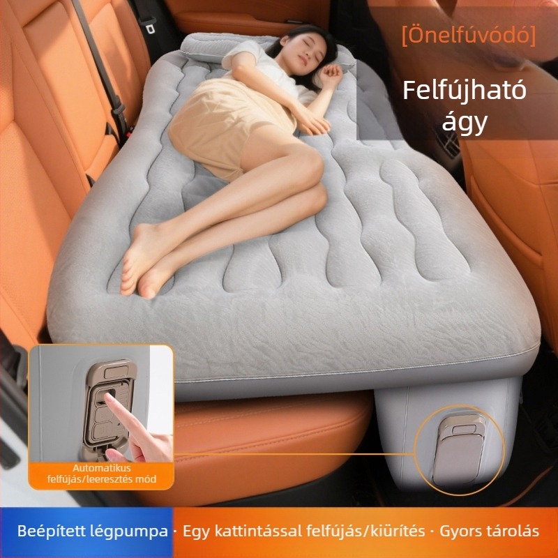 Automata felfújható hátsó ágy autóhoz, beépített elektromos pumpával, PVC flockolt textúra, SUV, kétszemélyes, kopásálló utazó ágy