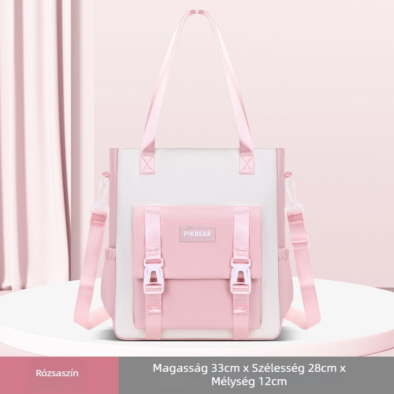 Uniszex iskolai válltáska crossbody dizájnnal, ultrakönnyű PU anyag, lélegző és vízálló, általános és középiskolásoknak