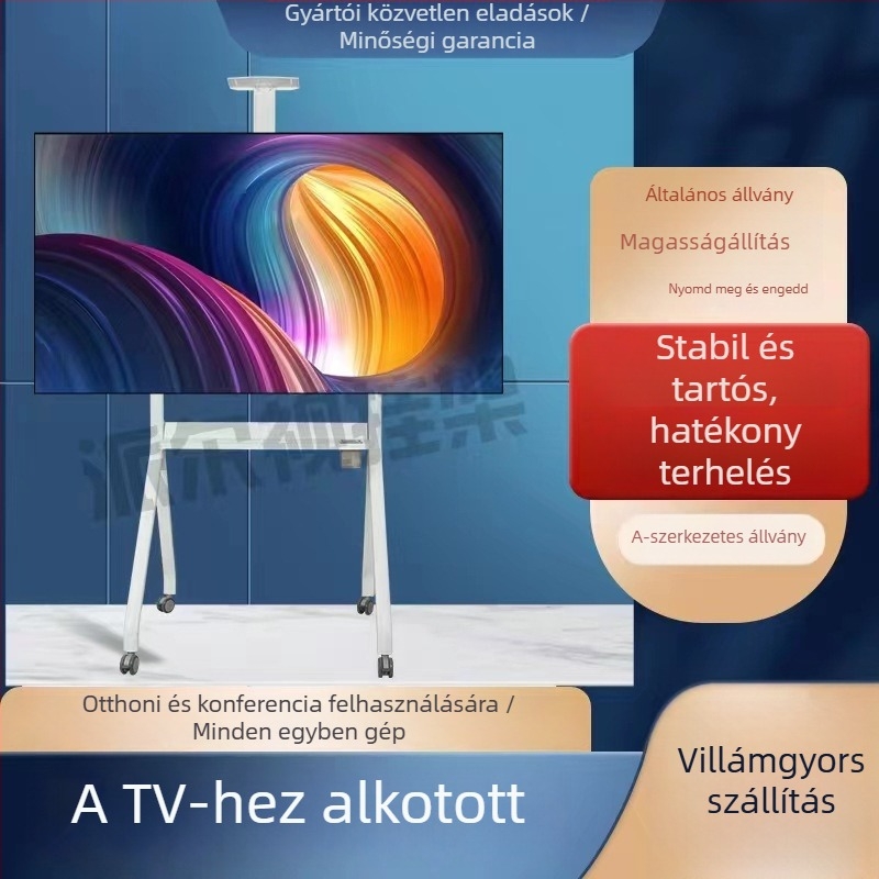 Jihui R-sorozat mobil TV állvány (R10/R12) vas tartóval, terhelhetőség 15 kg felett, teljesen automata állítás