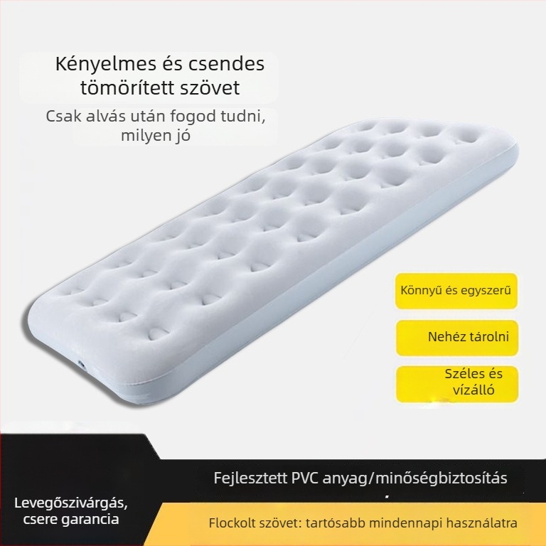 Kültéri kempinghez készült felfújható ágy, önfelfújó, kétszintes, összecsukható, külső pumpával