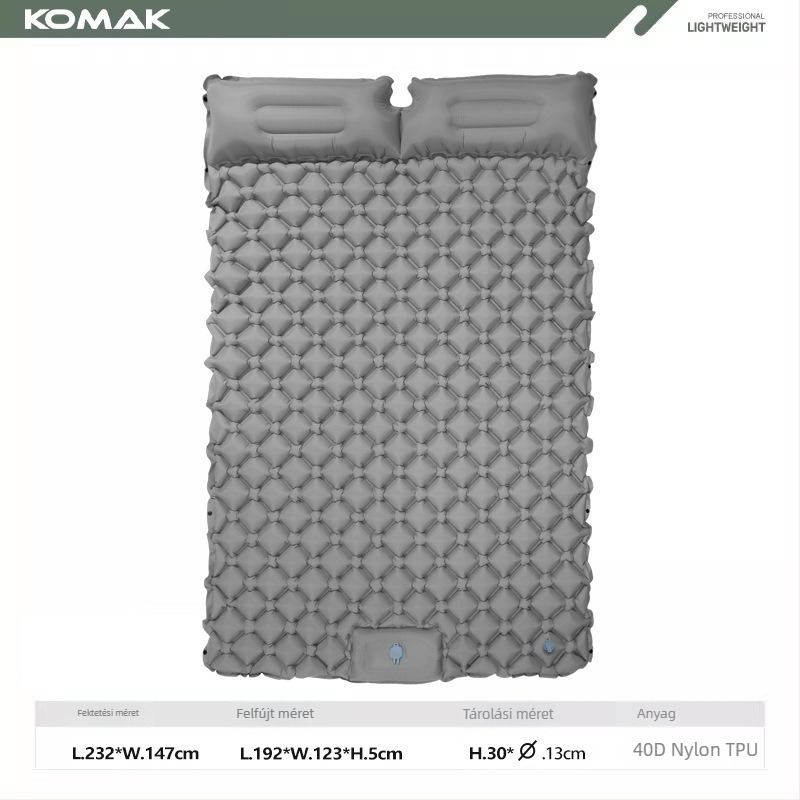 Kültéri kétfős ultrakönnyű felfújható alvó matrac, ALD, 40D nylon TPU, 1,1 kg, lépéses felfújás