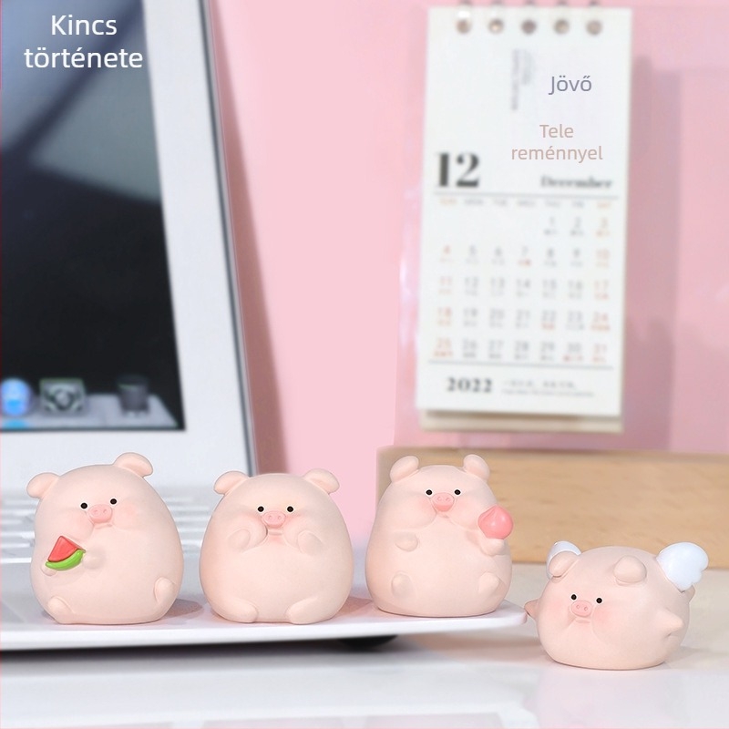 Miniasztali dísz Pig You Happy Duck — rajzfilmszerű rezin szobor, IP-engedélyezett