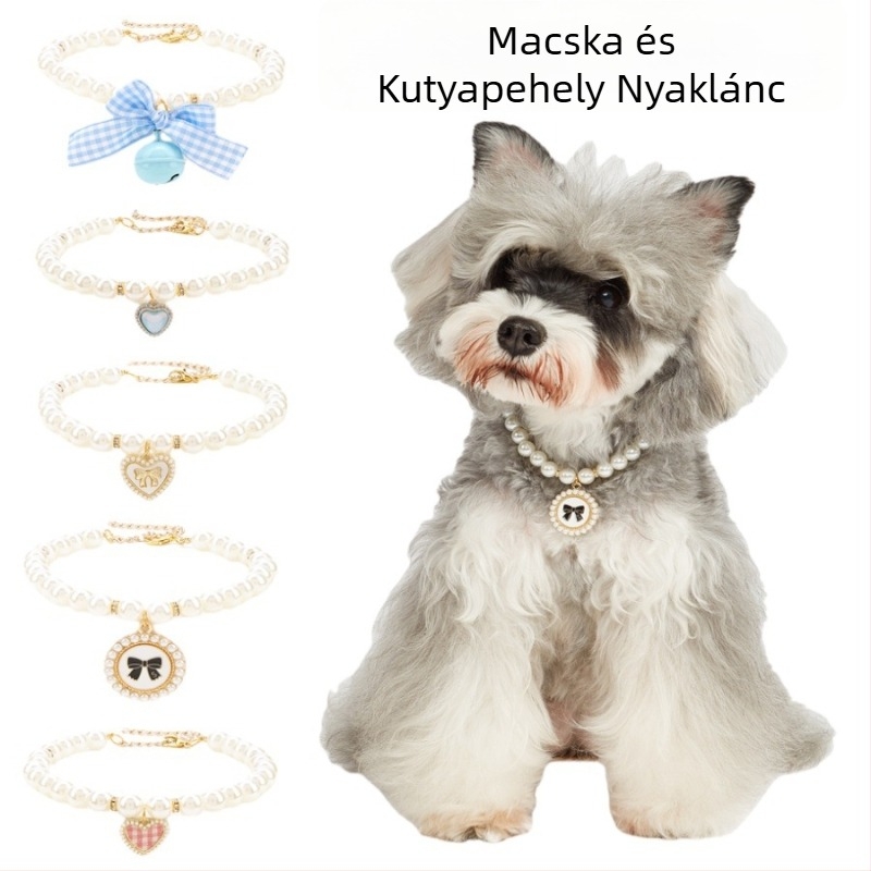 Macska- és kutyanyakörv karikatúra mintával, mű gyöngyök, PP pánt, lazább stílus