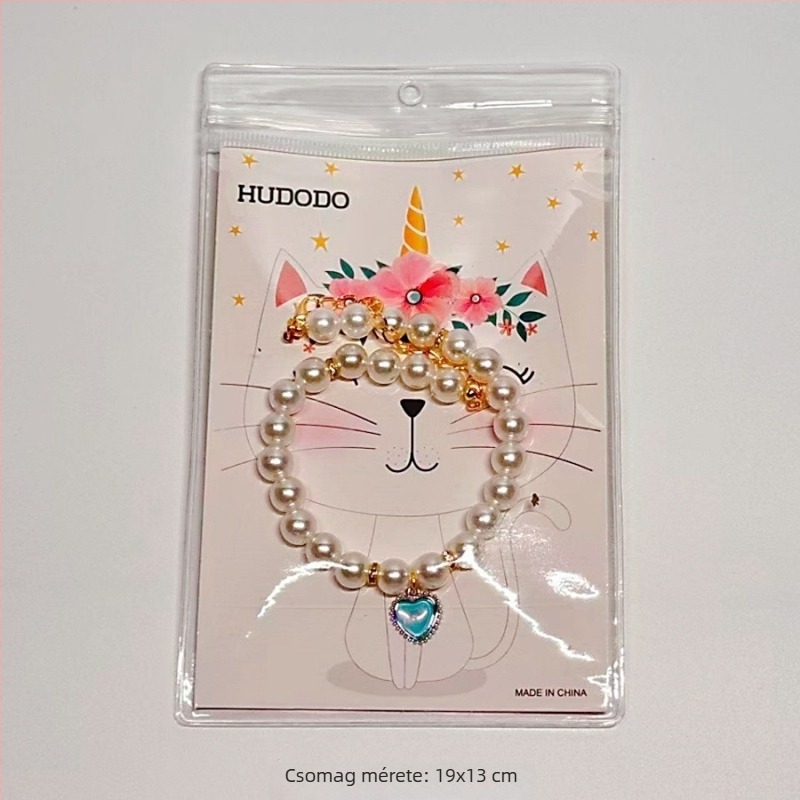 Macska- és kutyanyakörv karikatúra mintával, mű gyöngyök, PP pánt, lazább stílus