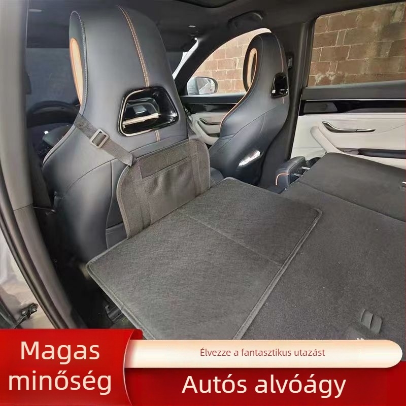 Összecsukható kocsikemping ágy hátoldali matrac bővítésével — univerzális illeszkedés, flocking anyag, felfújítás nélkül, maximális teher 11 kg