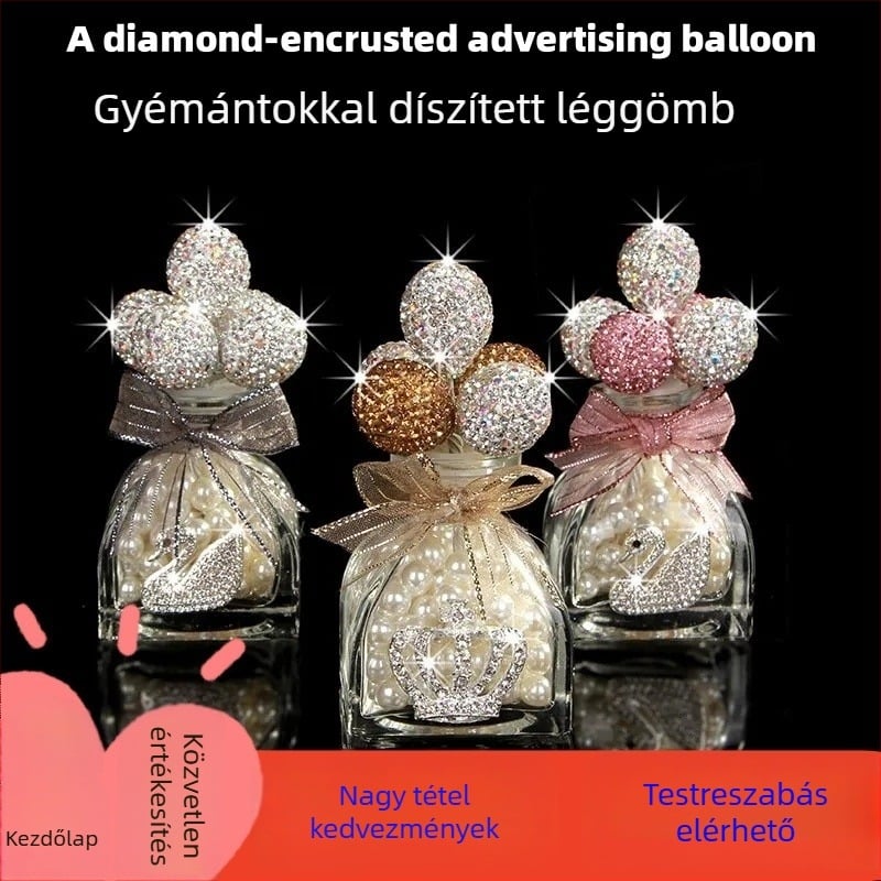 Autó belső dekoráció vallomás-lufi és gyémántos parfümös üveg, modern stílus, anyag: színes máz, testreszabható, aromaterápia, márka YUDIE