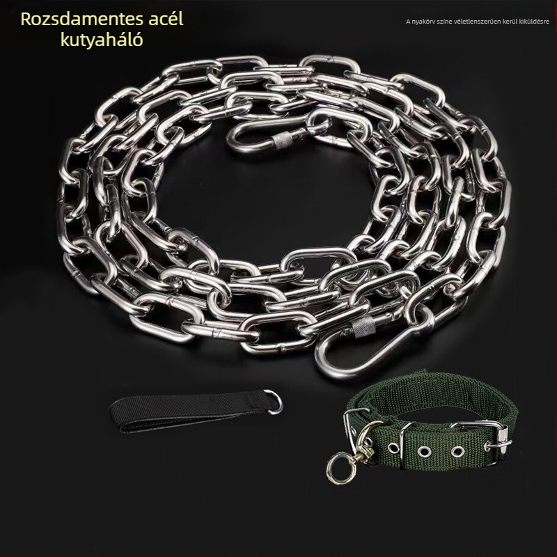 304 rozsdamentes acél kutya lánc – anti-bite dizájn, rögzített hosszúságú, Yanju