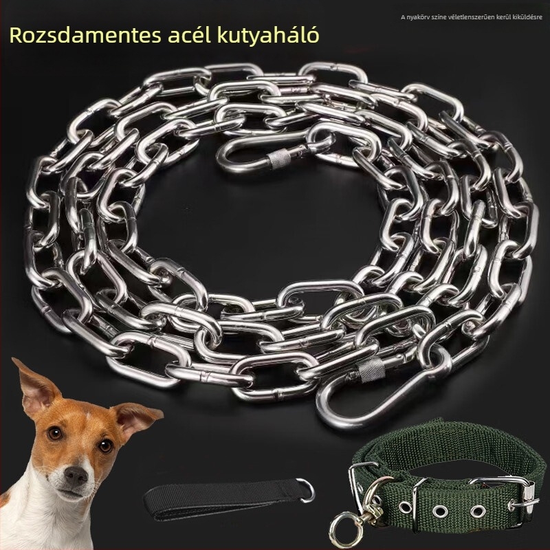 304 rozsdamentes acél kutya lánc – anti-bite dizájn, rögzített hosszúságú, Yanju